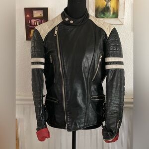 German Made Two Tone Leather Motorcycle Jacket Small Men’s or Medium Women’s